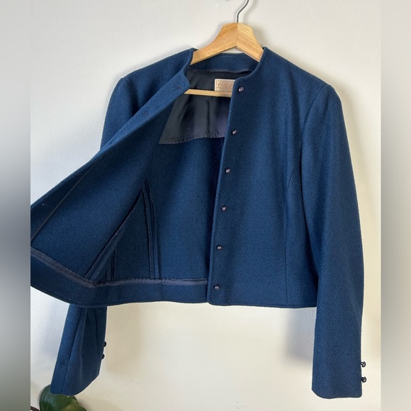 Vintage 80’s Pendleton Jacket Navy Blue Wool Short Cropped Bolero - Picture 8 of 12